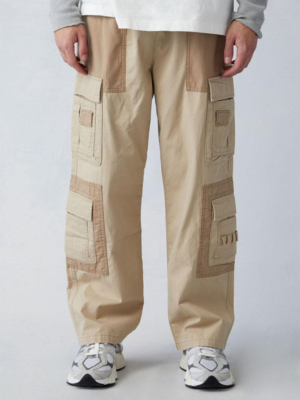 Baggy Fit Canvas Cargo Trousers – Khaki