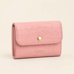 Mango Croc-Effect Small Wallet in Pastel Pink