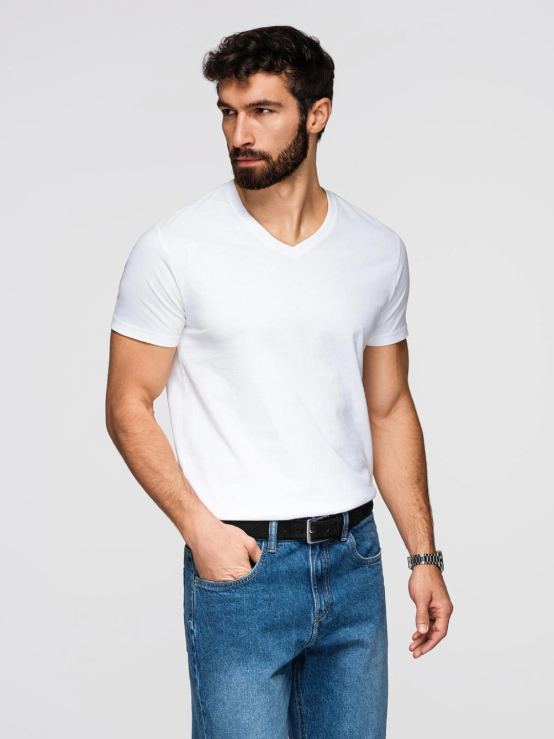 Premium V-Neck Cotton Tee - Image 3