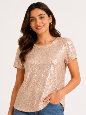 Champagne Sparkle Sequin Top