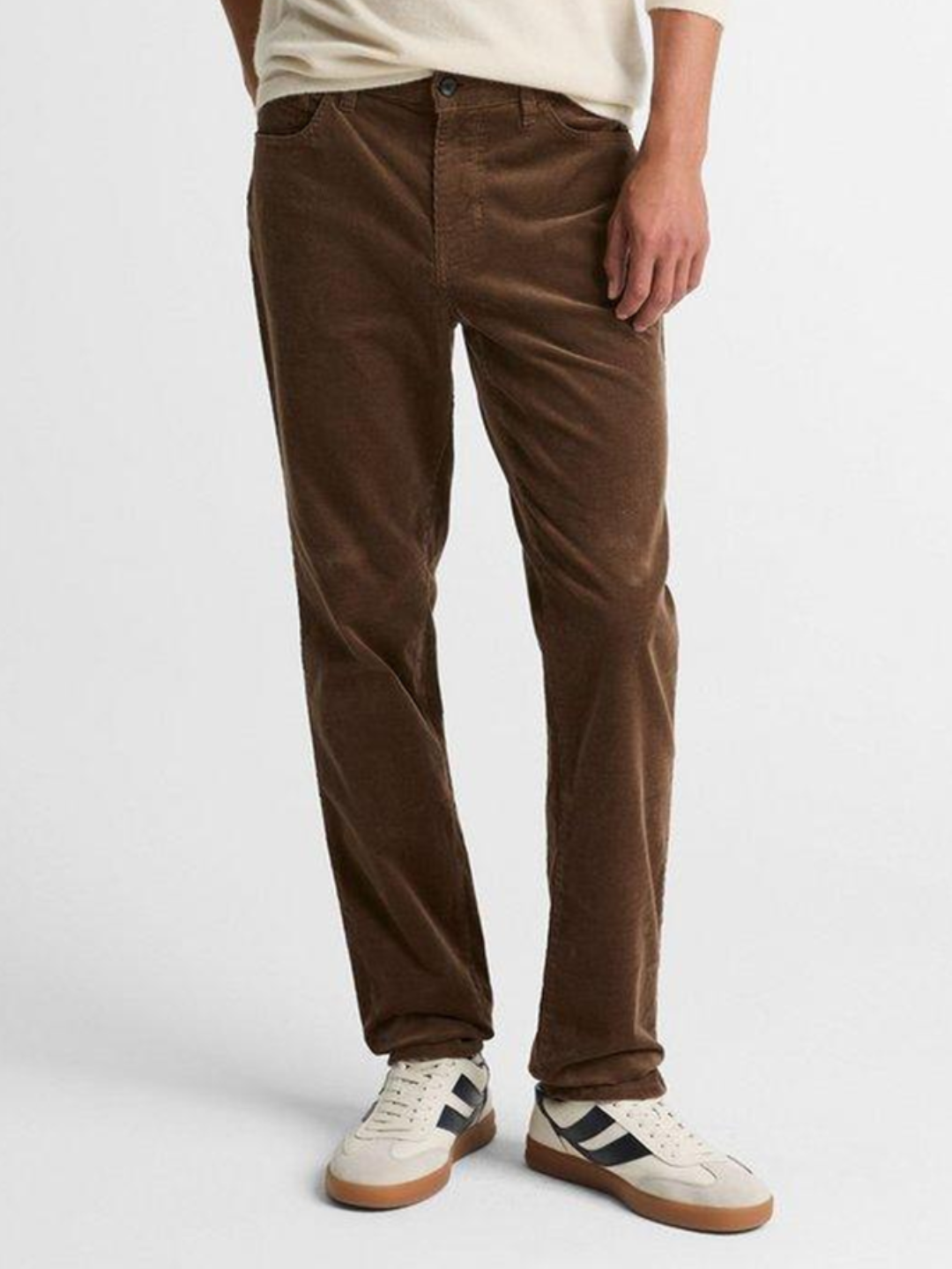 Tapered Bubble Corduroy Trousers – Brown - Image 2