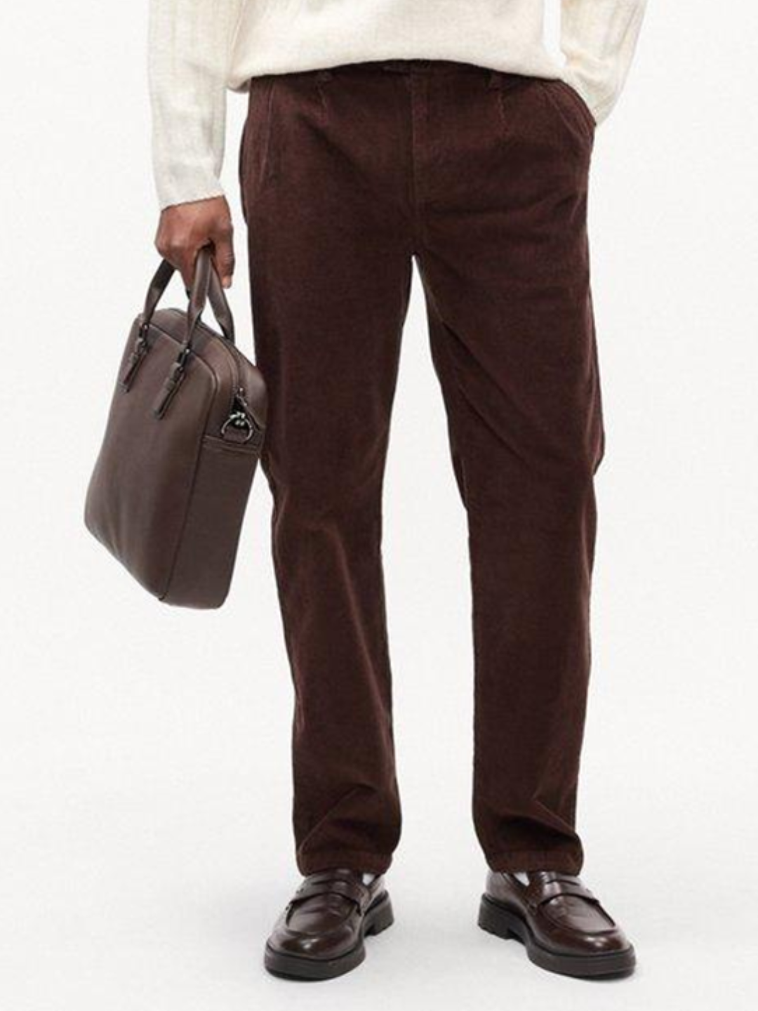Tapered Bubble Corduroy Trousers – Brown