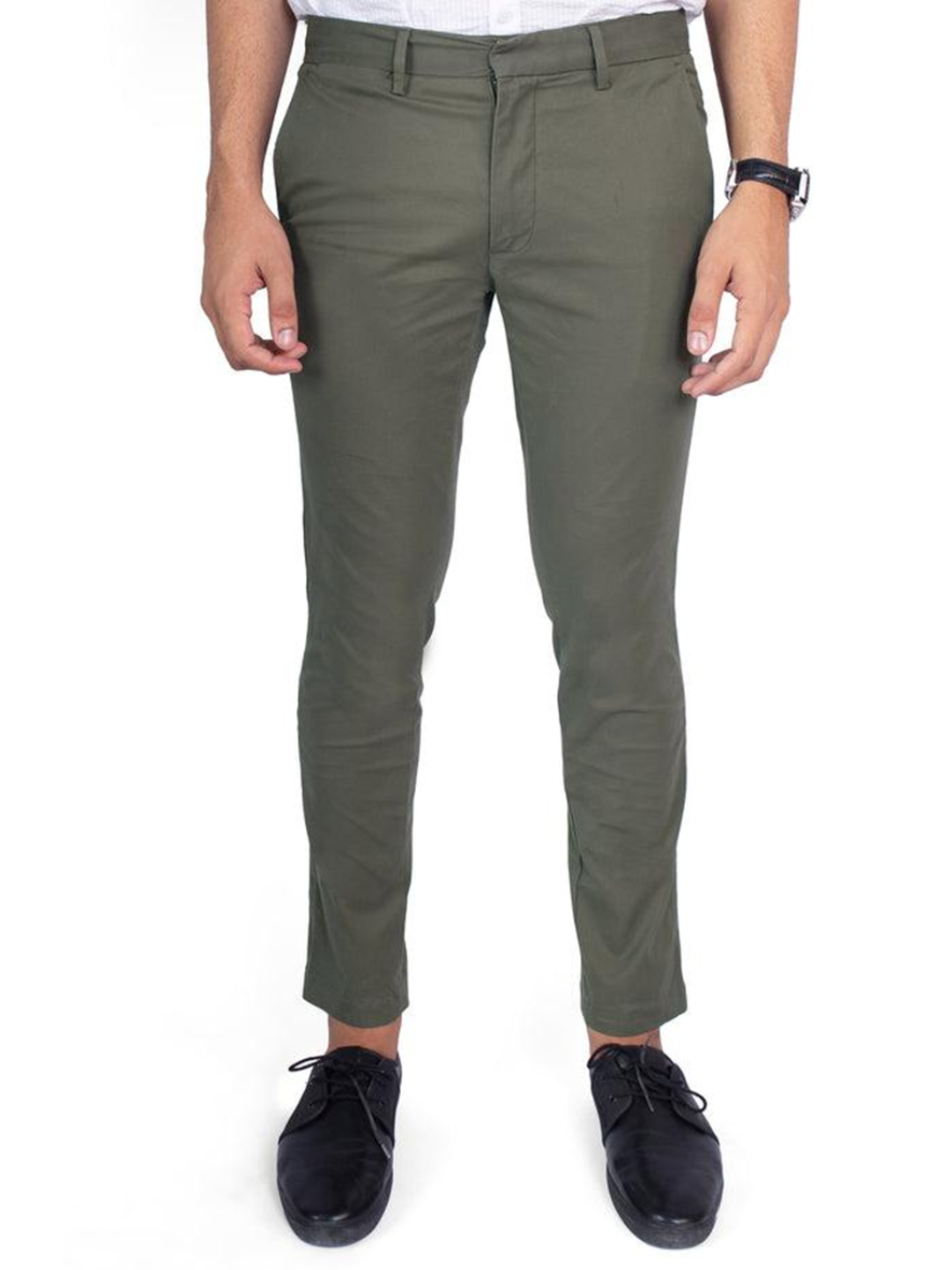 Slim Fit Chino Trousers – Olive Green - Image 2