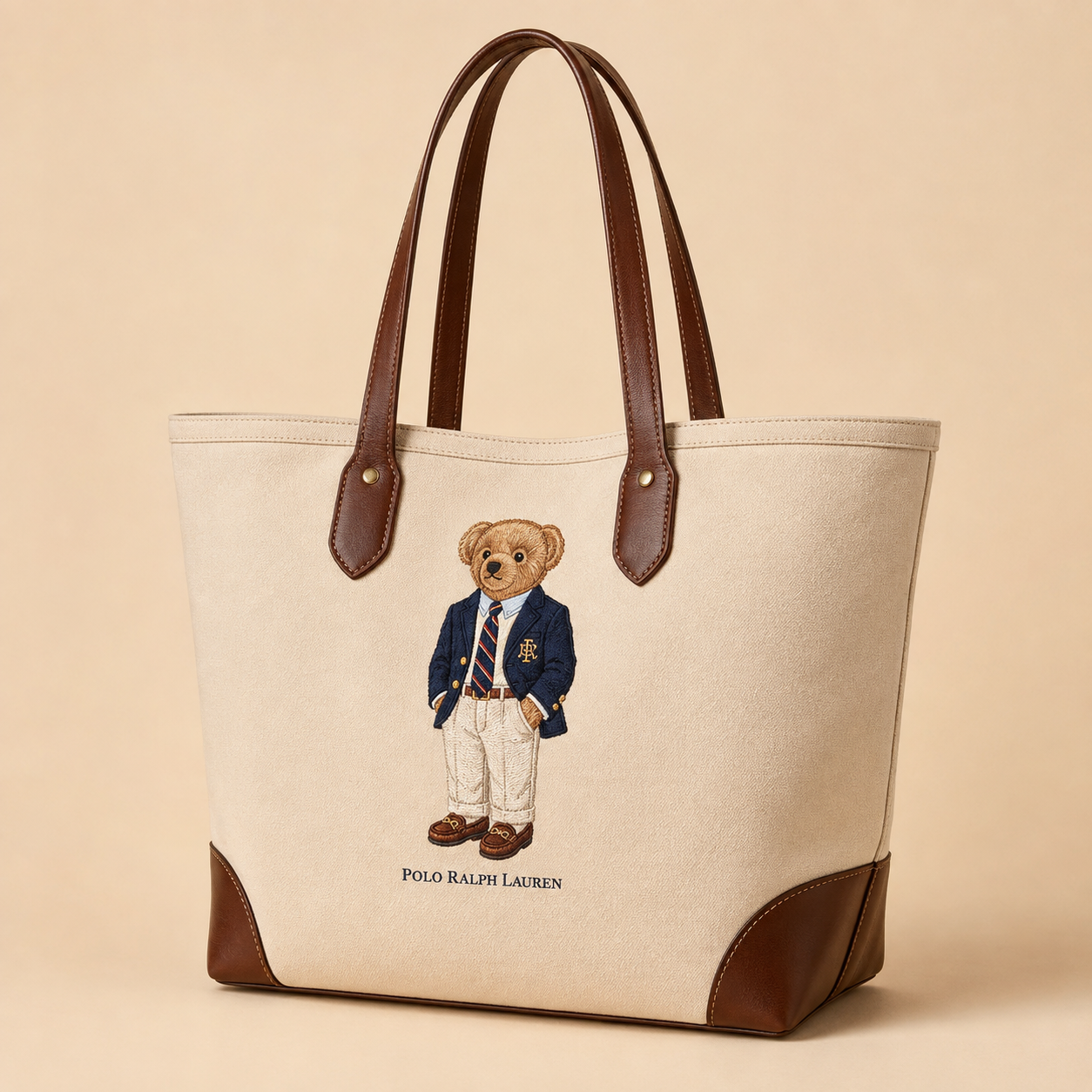 Polo Ralph Lauren Bear Tote Bag in Ecru