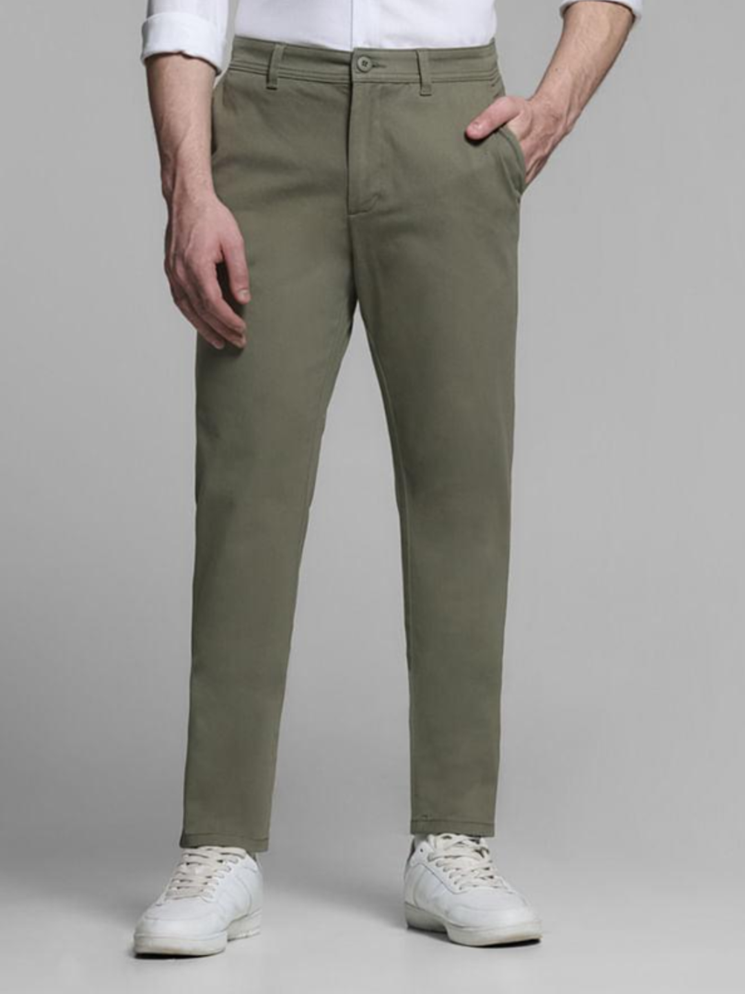 Slim Fit Chino Trousers – Olive Green